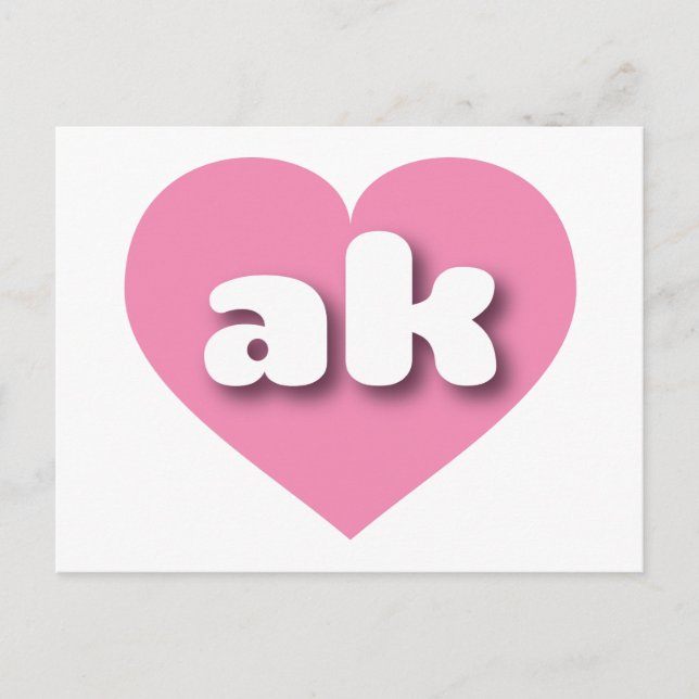 Carte Postale Coeur rose de l'Alaska - J'aime ak (Devant)