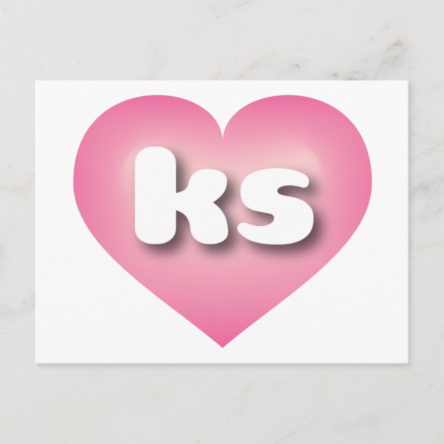 Carte Postale Coeur rose du Kansas - I love ks (Devant)
