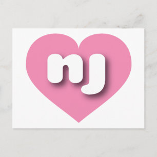 Carte Postale Coeur rose du New Jersey - J'aime nj