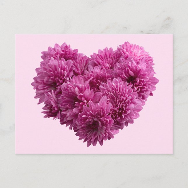 Carte Postale Coeur rose floral (Devant)