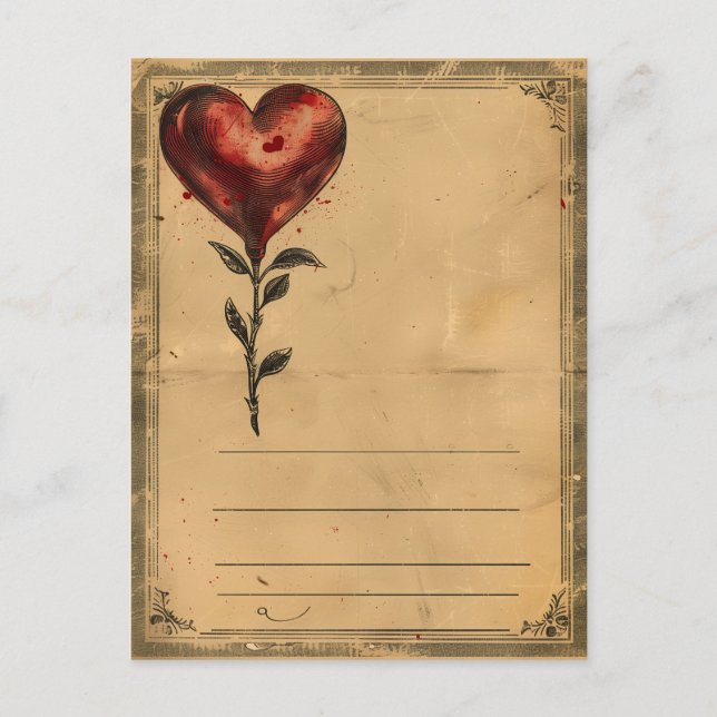 Carte Postale Coeur Rose vintage de la Saint-Valentin (Devant)
