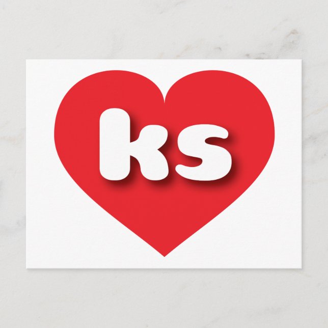 Carte Postale Coeur rouge du Kansas - I love ks (Devant)