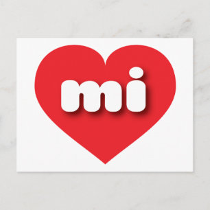 Carte Postale Coeur rouge du Michigan - J'aime mi