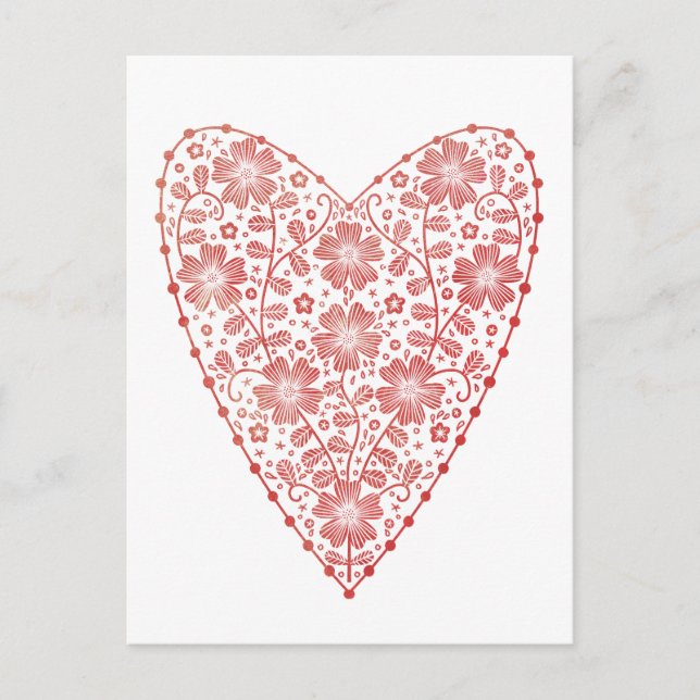 Carte Postale Coeur rouge scandinave blanc (Devant)