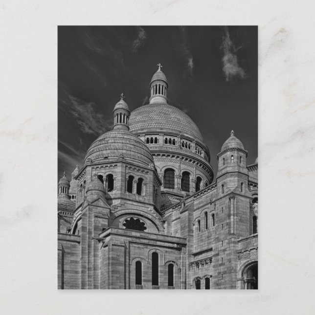 Carte Postale Cœur Sacré Noir Blanc Paris Europe Voyage (Devant)