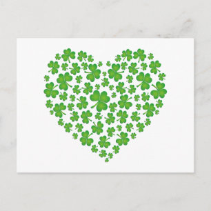 Carte Postale Coeur Shamrock vert