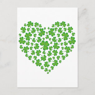 Carte Postale Coeur Shamrock vert
