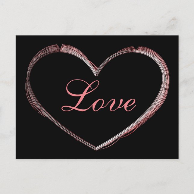 Carte Postale Cœur Tendance Gris Calligraphie Mariage Amour (Devant)