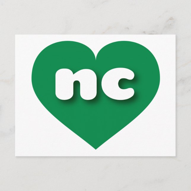 Carte Postale Cœur vert de Caroline du Nord - J'aime la Caroline (Devant)
