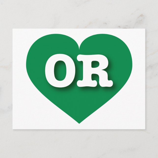Carte Postale Coeur vert de l'Oregon - J'aime OU (Devant)
