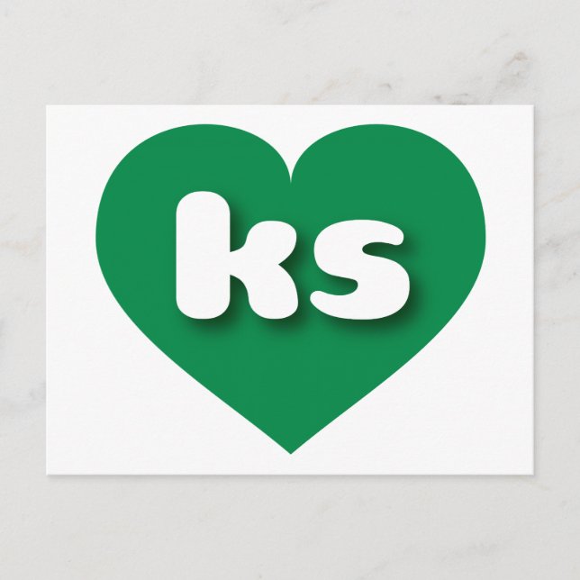 Carte Postale Coeur vert du Kansas - I love ks (Devant)