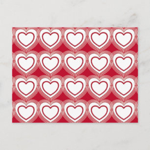 Carte Postale Coeurs Abstraits modernes - Rouge et Blanc