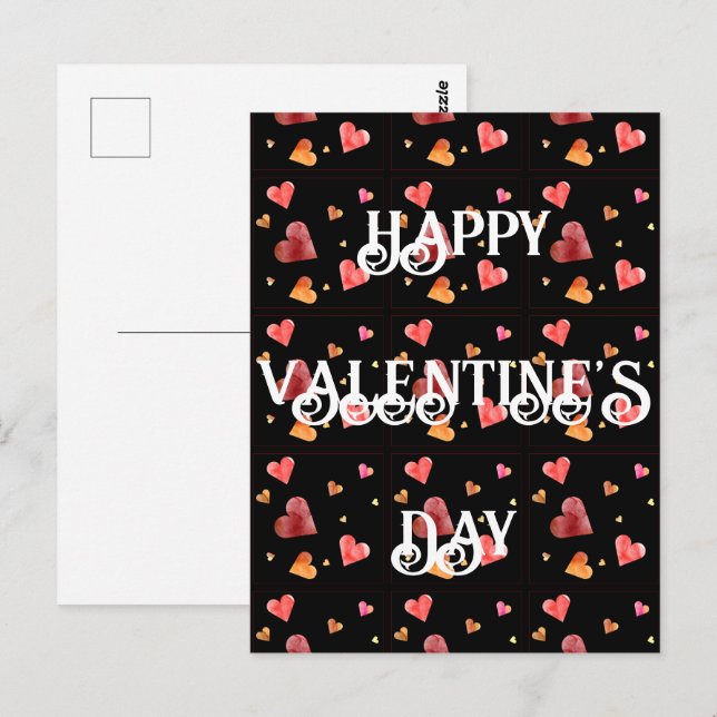 Carte postale Coeurs aquarelle colorée (Devant / Derrière)