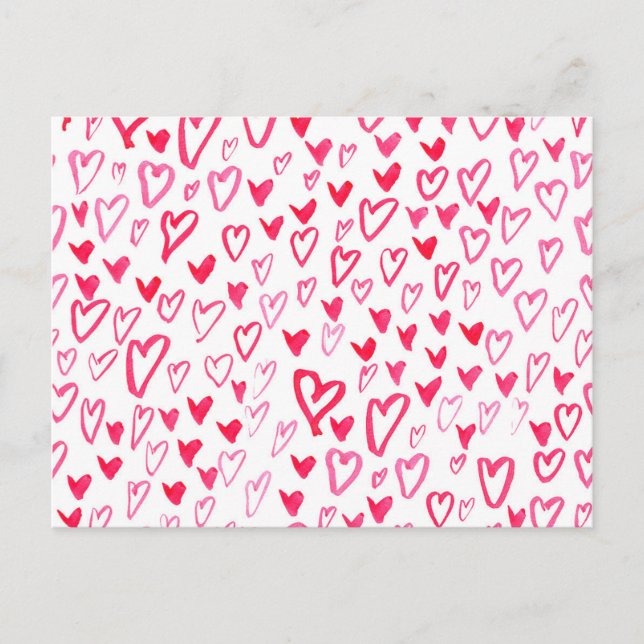Carte Postale Coeurs aquarelle | Love Words Motif IV (Devant)