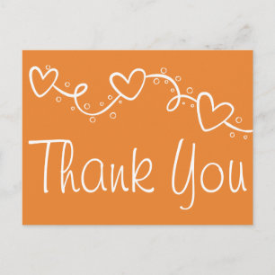 Carte Postale Cœurs blancs et orange Merci pour votre mariage d'