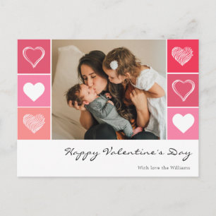 Carte Postale Coeurs blancs modernes rouge et rose photo Valenti