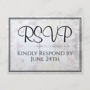 Carte Postale Coeurs blancs & Peony Réflexions Mariage RSVP