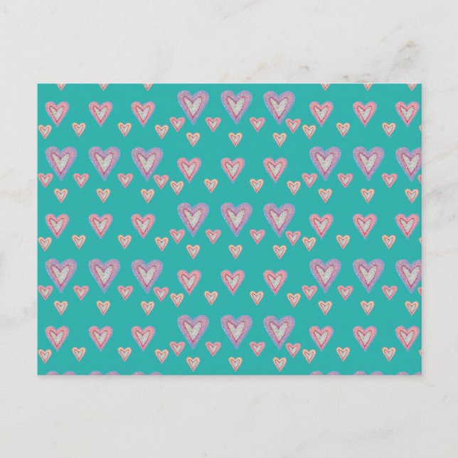 Carte postale coeurs, coeurs points (Devant)
