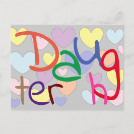 Carte Postale Coeurs colorés Motif Fun fille