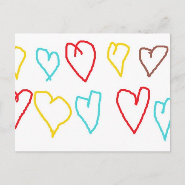 Carte Postale Coeurs Crayon (Devant)