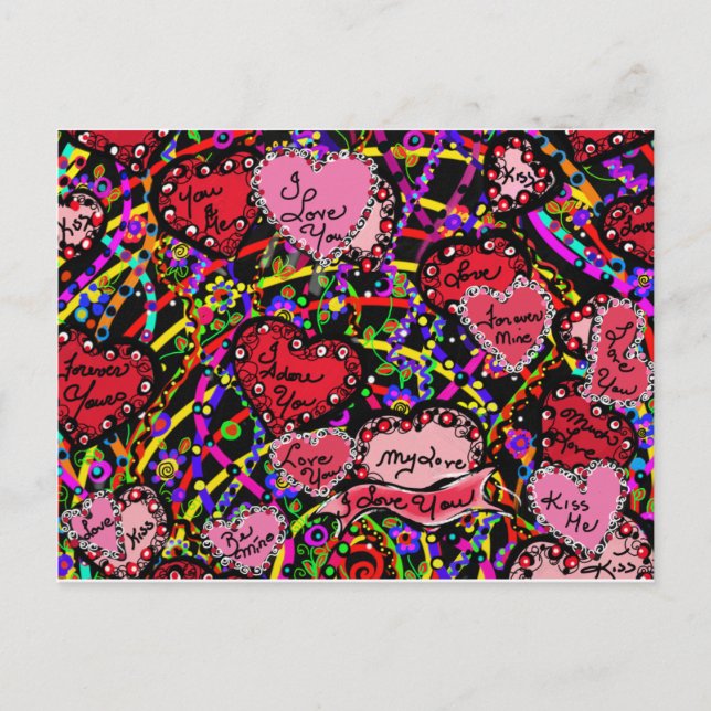 Carte Postale Cœurs d'amour (Devant)