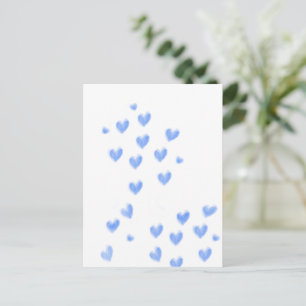 Carte Postale Coeurs d'aquarelle bleu mignon