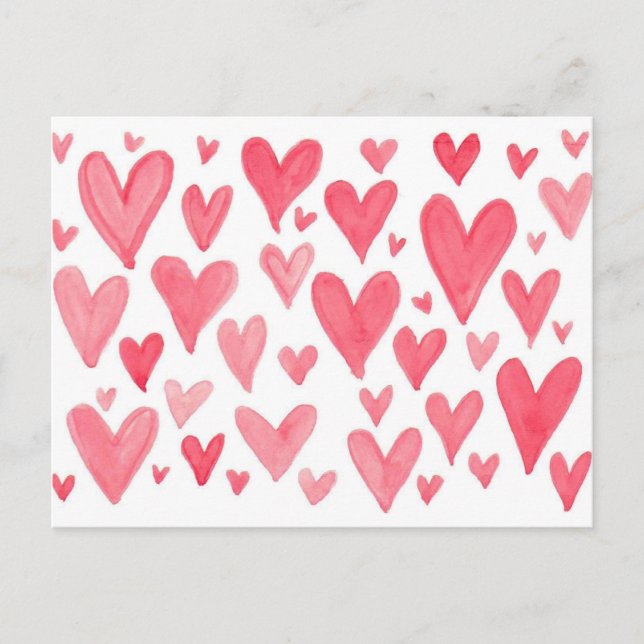 Carte postale Coeurs d'aquarelle de Valentine (Devant)