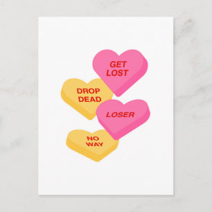 Carte Postale coeurs de bonbons anti-vday