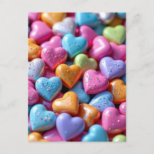 Carte Postale Cœurs de bonbons colorés d'amour
