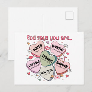 Carte Postale Cœurs de bonbons de la Saint-Valentin Chrétiens