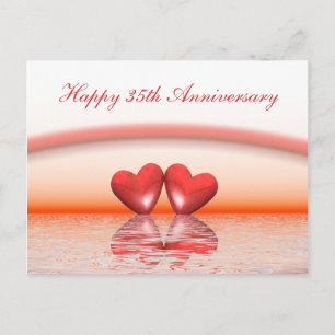 Carte Postale Cœurs de corail pour le 35e anniversaire