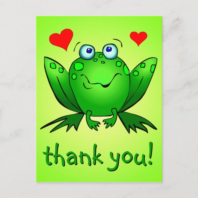 Carte Postale Coeurs de grenouille verte Merci (Devant)