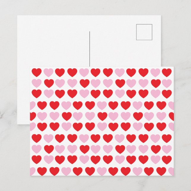 Carte Postale Coeurs de la fête des Valentines rouges et roses (Devant / Derrière)