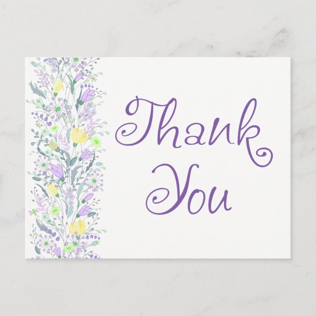 Carte Postale Cœurs de lavande violette remerciement floral (Devant)