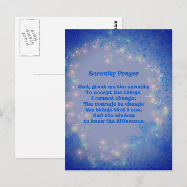Carte Postale Cœurs de prière de sérénité Inspirant  (Devant / Derrière)