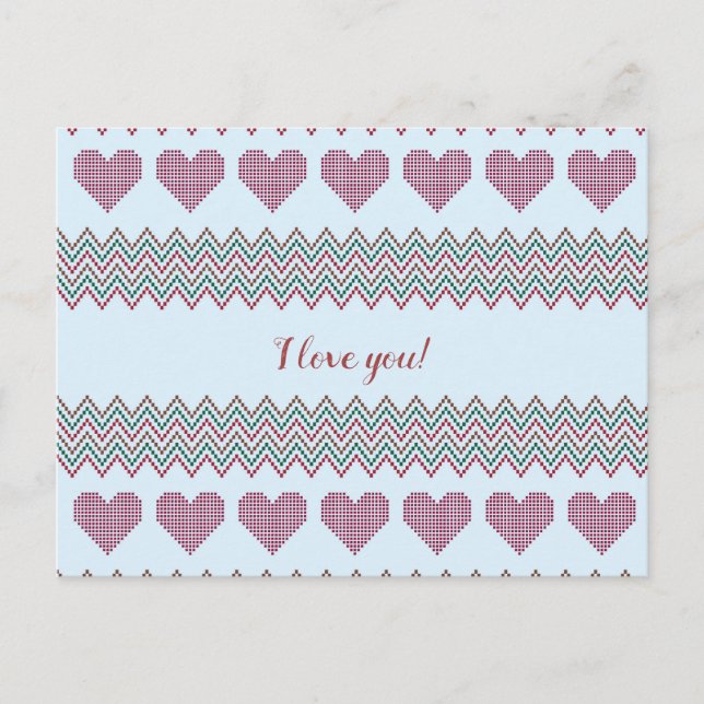 Carte Postale Coeurs de Zigzag (Devant)