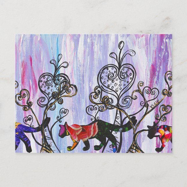 Carte postale Coeurs et Chats (Devant)