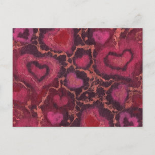 Carte Postale Coeurs Laine Peinture Amour romantique Saint-Valen