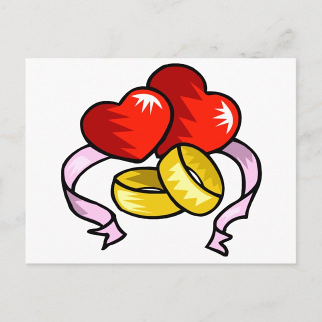 Carte Postale Coeurs mariages et anneaux Mariages (Devant)