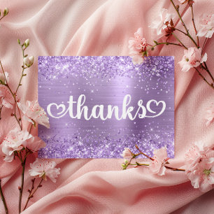 Carte Postale Cœurs Mignons Violet Clair Pailleté Merci Sweet 16