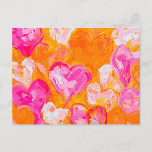 Carte Postale Cœurs peints Abstrait vibrant pour la Saint-Valent