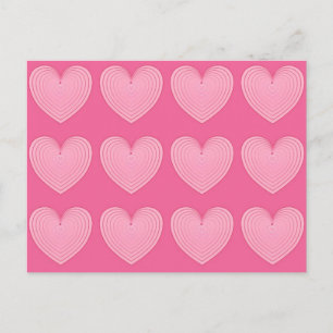 Carte Postale Coeurs rose corail, arrière - plan rose profond