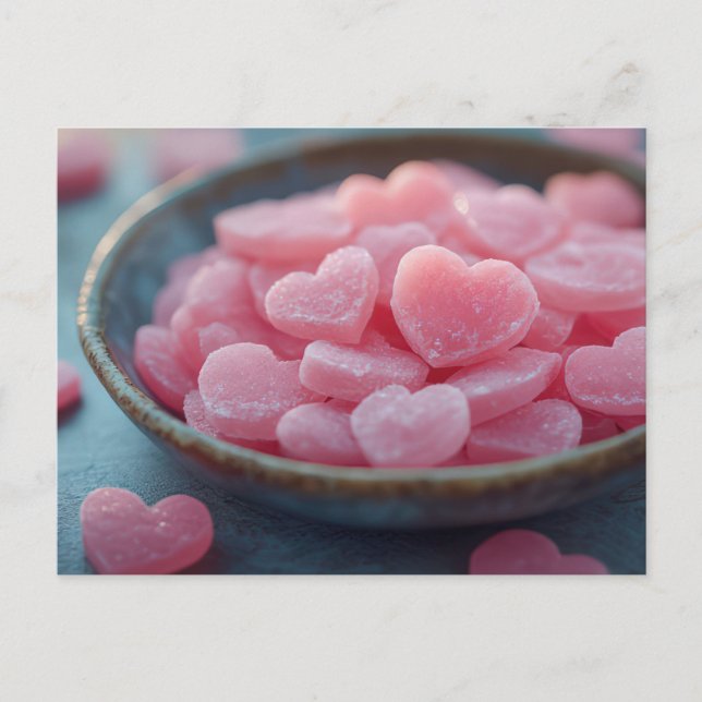 Carte Postale Coeurs roses de sucre Saint-Valentin (Devant)