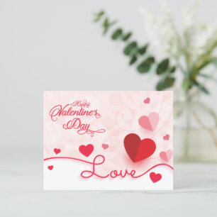 Carte Postale Coeurs roses élégants Saint-Valentin