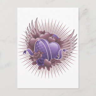 Carte Postale Coeurs Roses et ailes