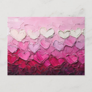 Carte Postale Coeurs roses Peinture acrylique Saint-Valentin