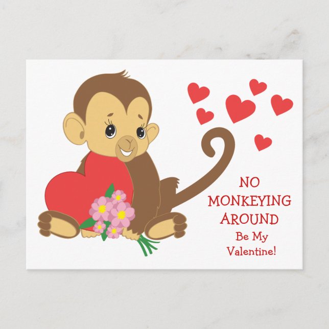 Carte Postale Coeurs rouges du singe mignon Valentine (Devant)