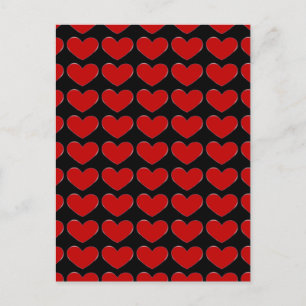 Carte Postale Cœurs rouges fond noir amour mariage affranchissem