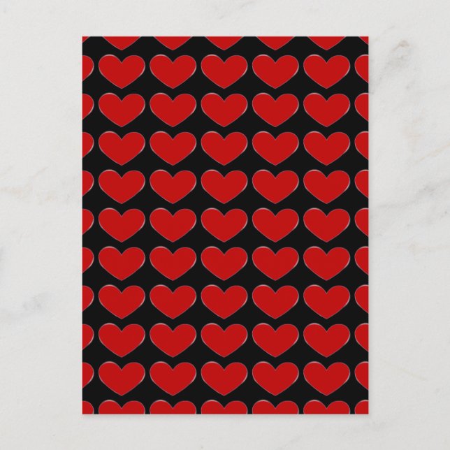 Carte Postale Cœurs Rouges Fond Noir Amour Mariage Affranchissem (Devant)