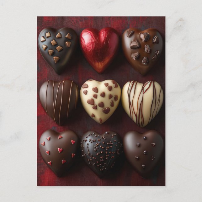 Carte Postale coeurs sucrés au chocolat Saint-Valentin (Devant)
